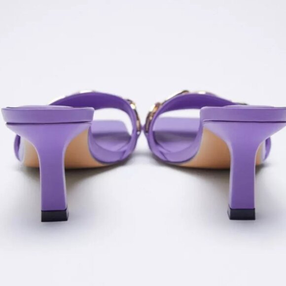 Zara Purple Chain Link Slide Sandals, 6.5 - Picture 2 of 8